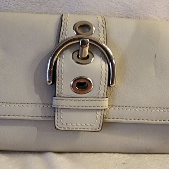 Coach Cream Wallet with Buckle Design - Picture 1 of 10
